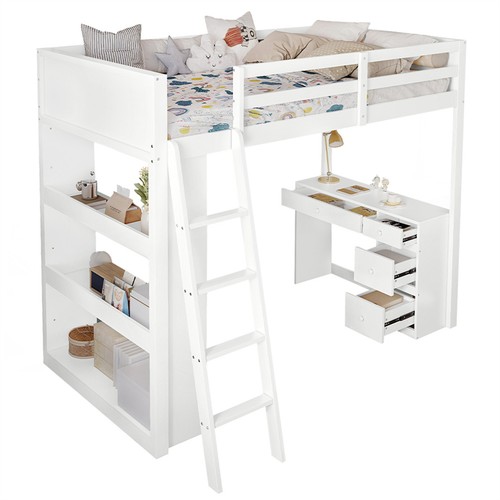 Single pinewood loft cabin bed - loft,