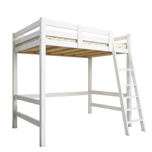 White single loft bunk bed - white,